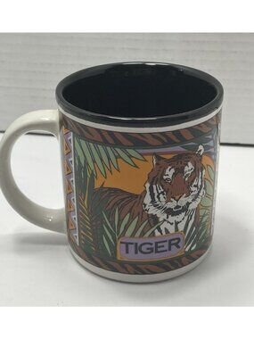 Vintage 1991 Protect Wildlife WWF Tiger/Leopard 10 Oz. Mug Cup Kay Dee Design